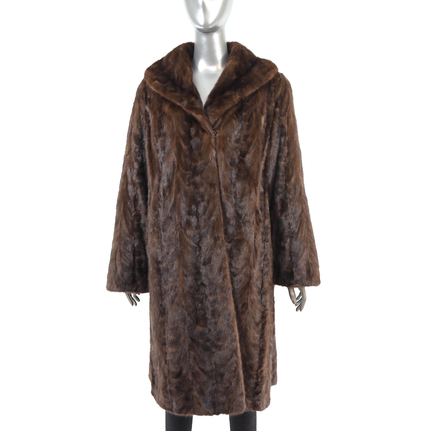 Brown Section Mink Coat- Size L