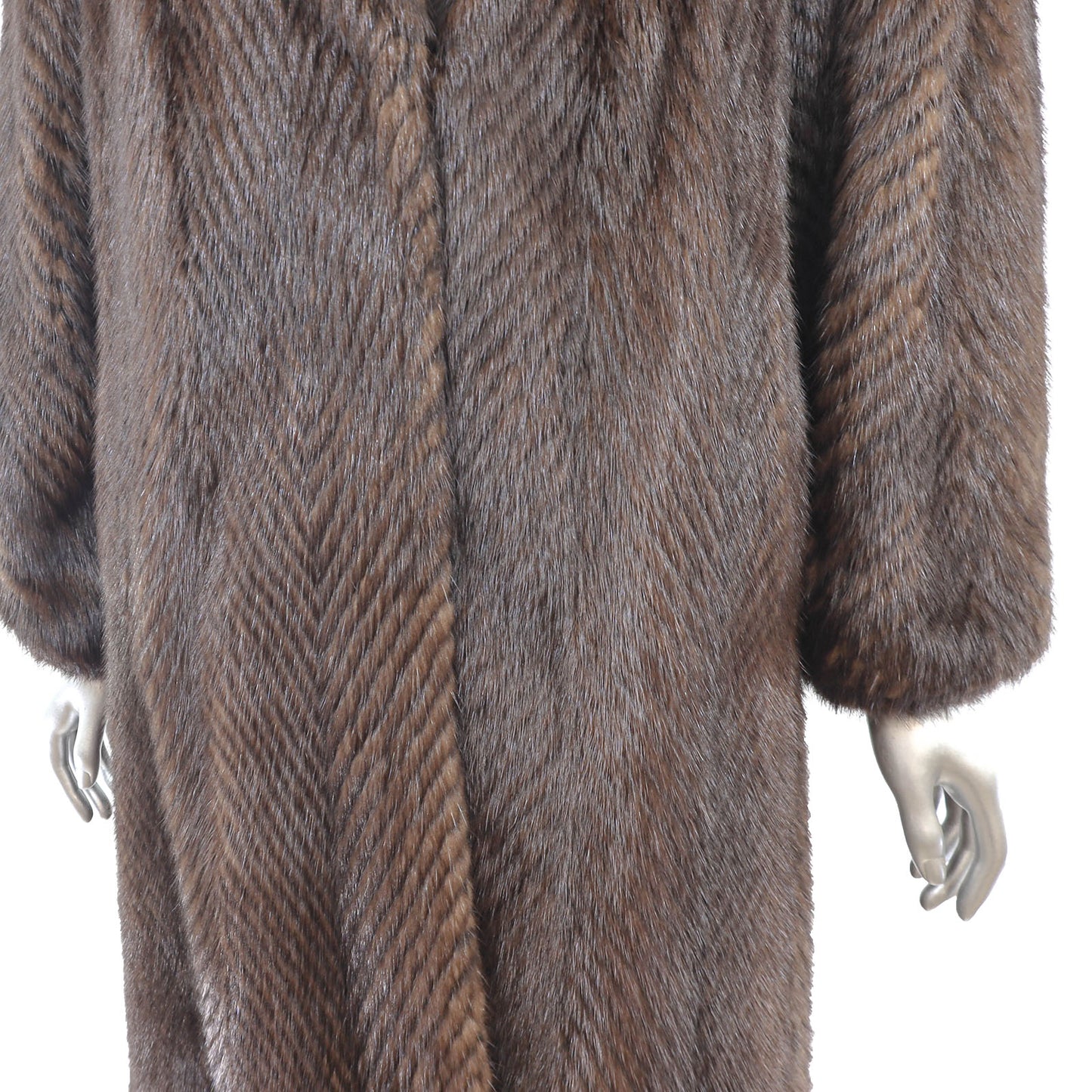 Brown Chevron Mink Coat- Size S