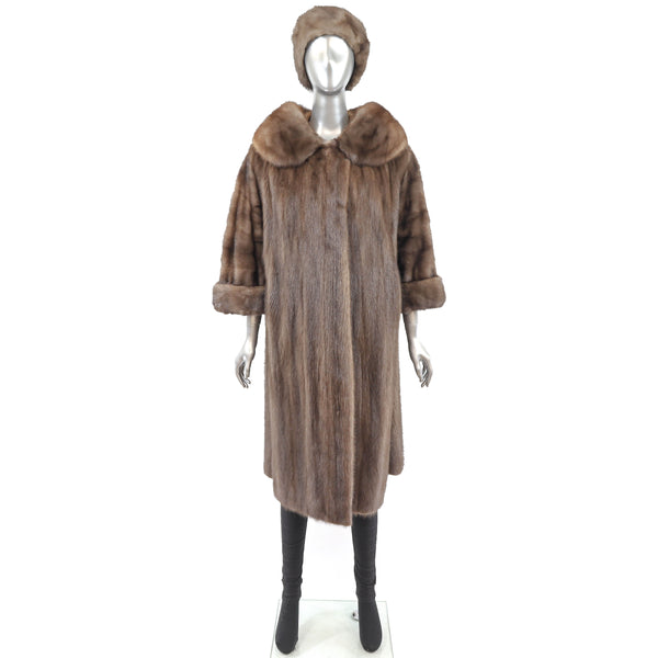 Autumn Haze Mink Coat with Two Matching Hats- Size XL