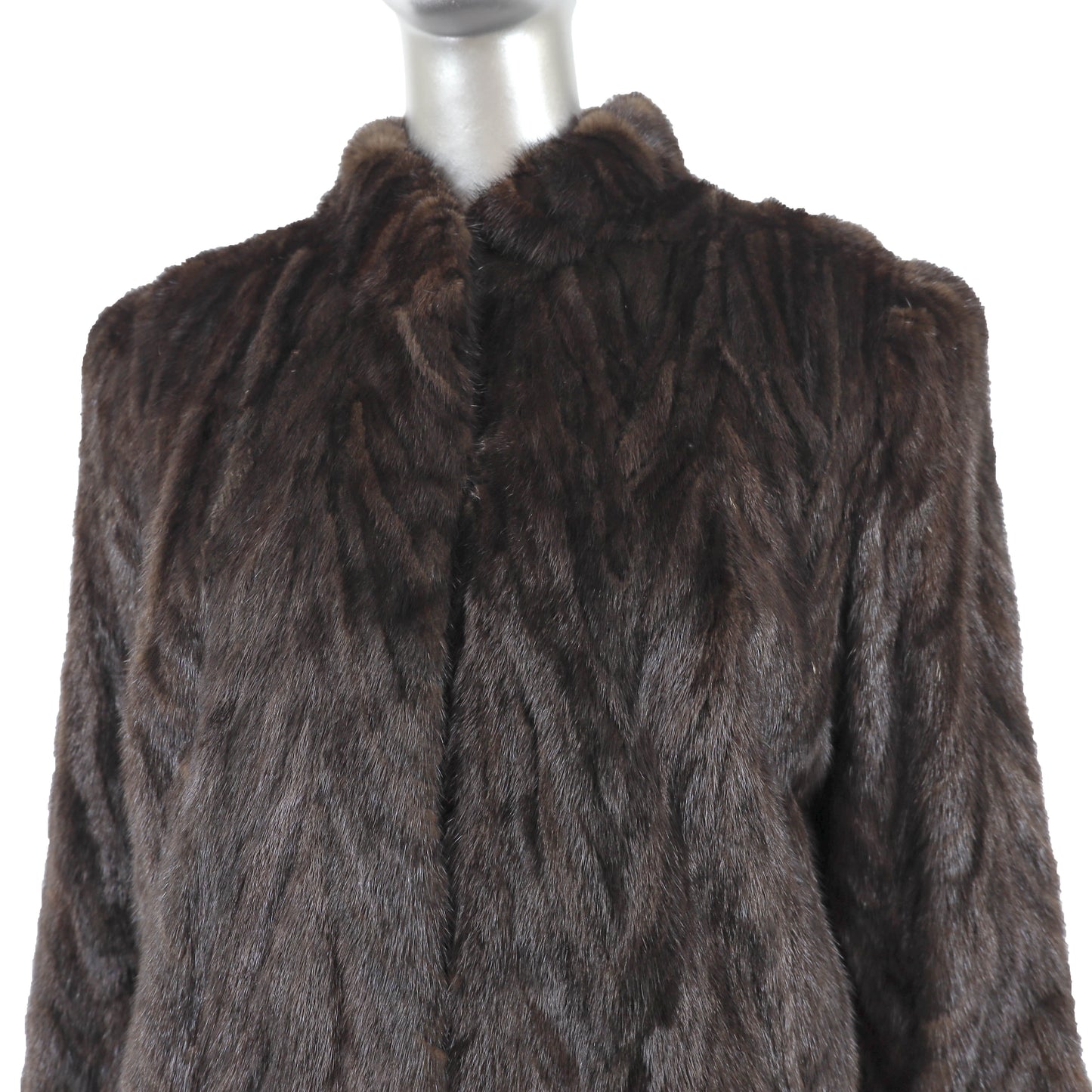 Dark Brown Section Mink Coat- Size M
