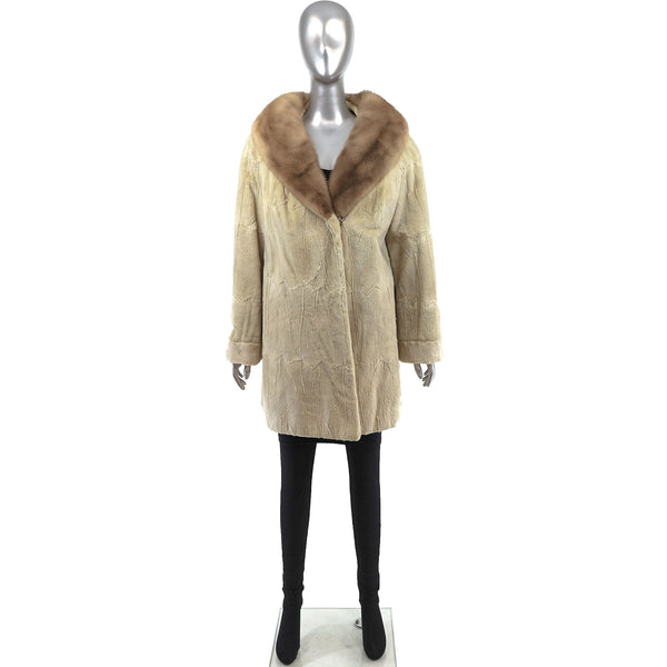 Sheared Mink 3/4 Coat with Mink Collar- Size XL
