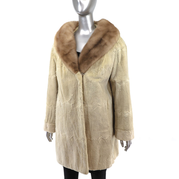 Sheared Mink 3/4 Coat with Mink Collar- Size XL