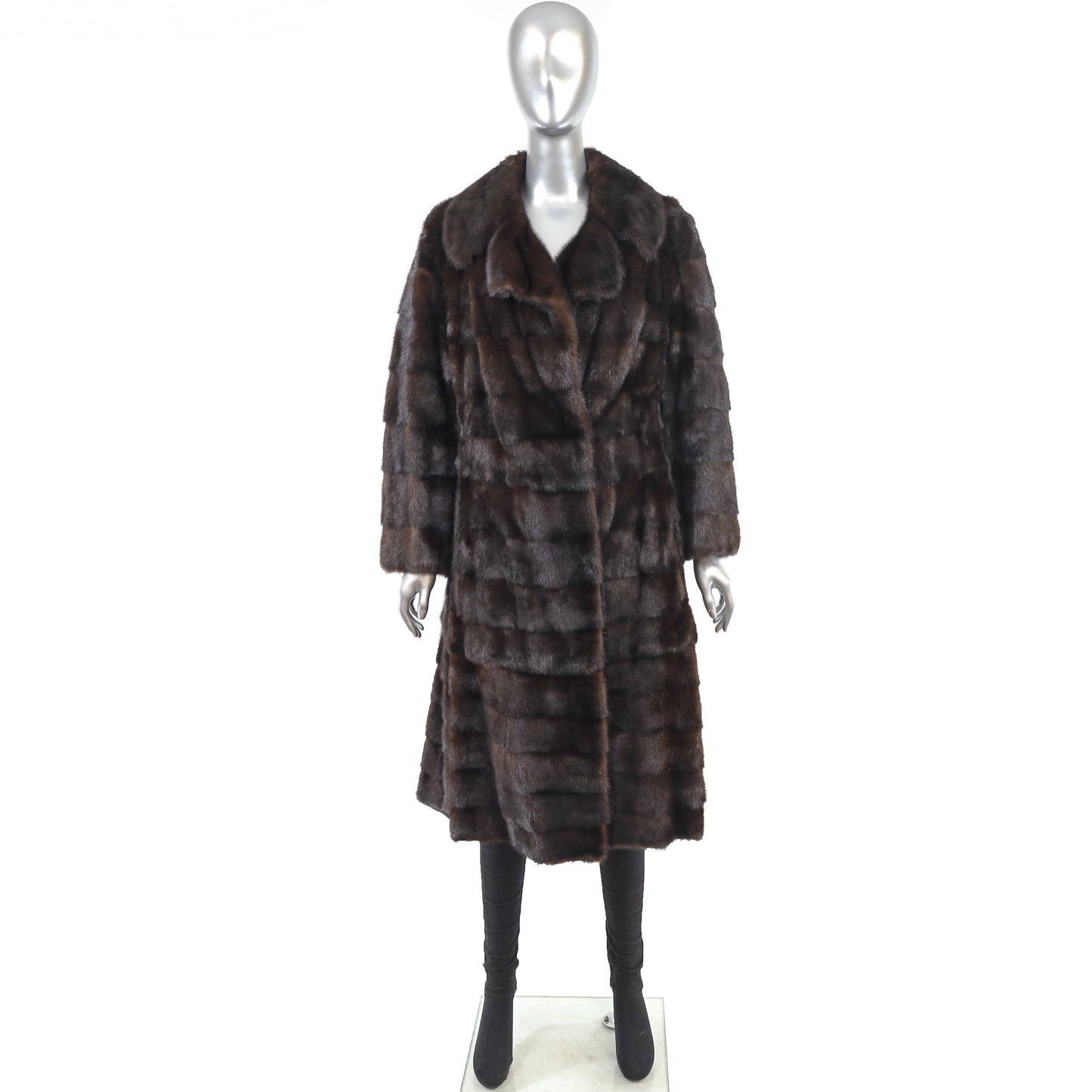 Brown Mink Horizontal Coat with Zip-Off Hems- Size M