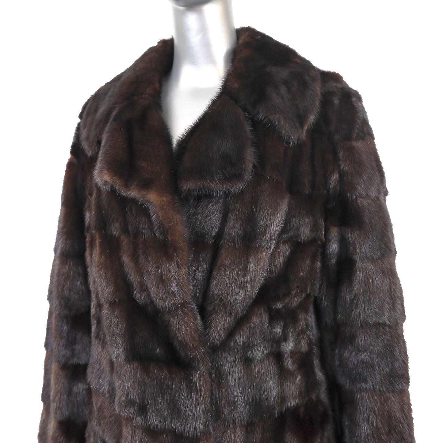 Brown Mink Horizontal Coat with Zip-Off Hems- Size M
