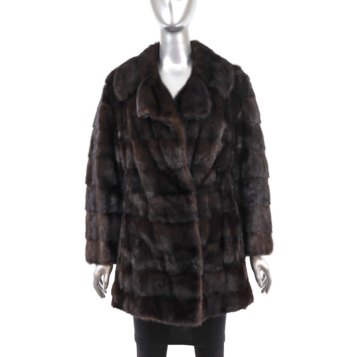 Brown Mink Horizontal Coat with Zip-Off Hems- Size M