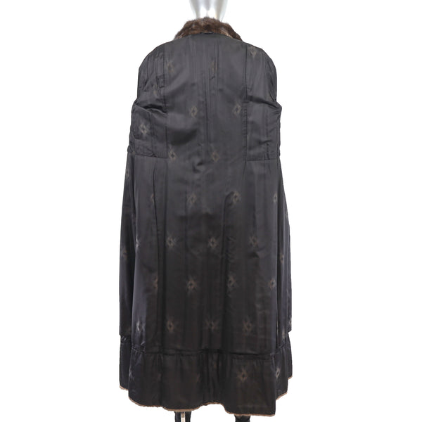 Mahogany Mink Coat with Detachable Hem Trim- Size M