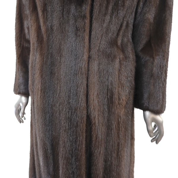 Mahogany Mink Coat with Detachable Hem Trim- Size M