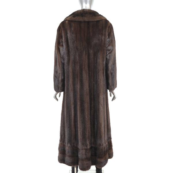 Mahogany Mink Coat with Detachable Hem Trim- Size M