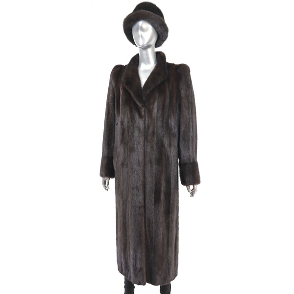 Mahogany Mink Coat with Matching Hat- Size M