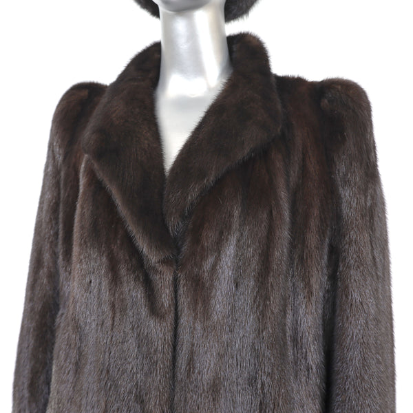 Mahogany Mink Coat with Matching Hat- Size M