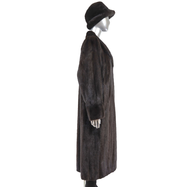 Mahogany Mink Coat with Matching Hat- Size M