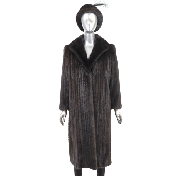 Mahogany Mink Coat with Matching Hat- Size M