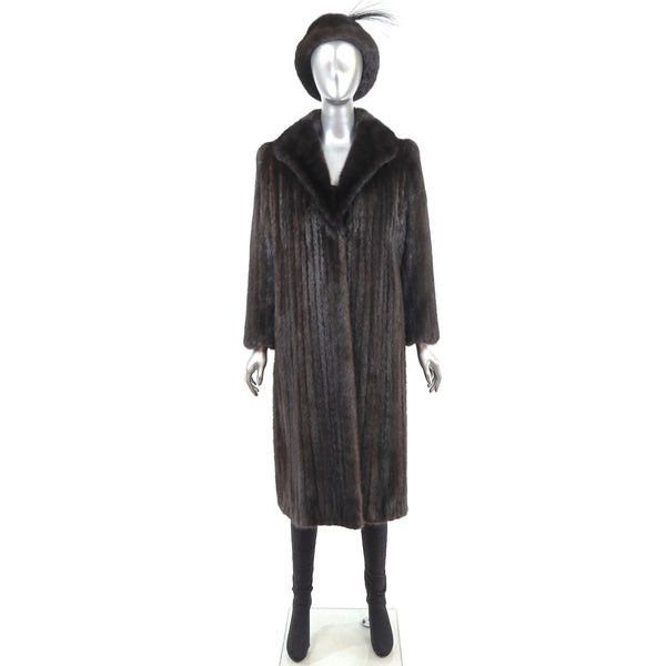 Mahogany Mink Coat with Matching Hat- Size M