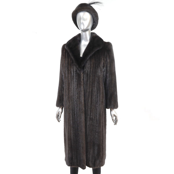 Mahogany Mink Coat with Matching Hat- Size M