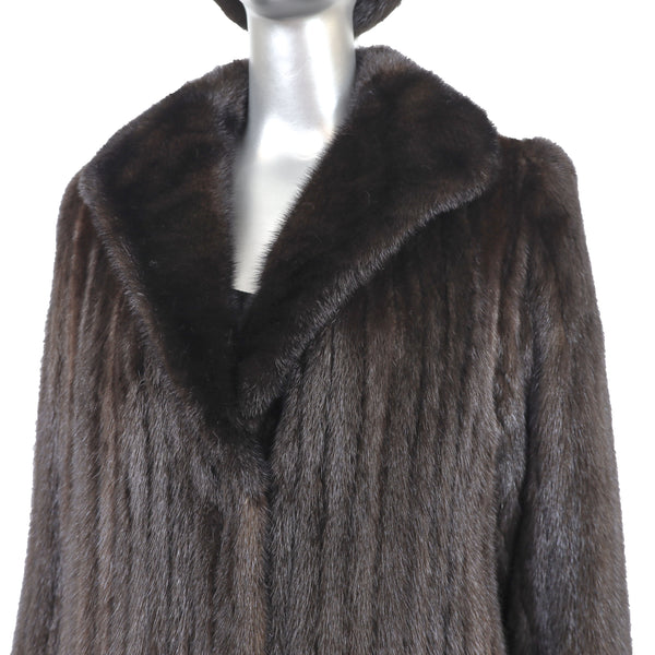 Mahogany Mink Coat with Matching Hat- Size M