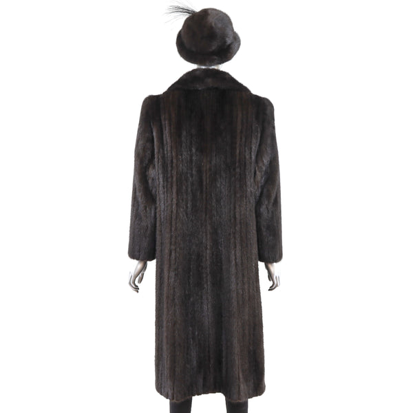 Mahogany Mink Coat with Matching Hat- Size M