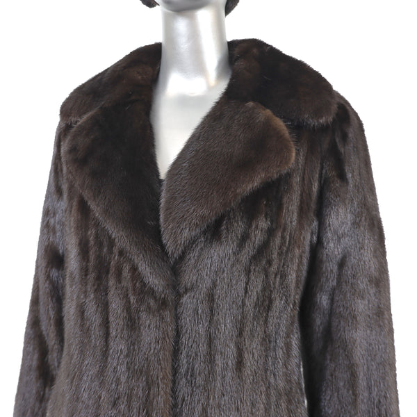 Dark Mahogany Mink Coat with Matching Hat- Size S