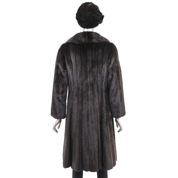 Dark Mahogany Mink Coat with Matching Hat- Size S