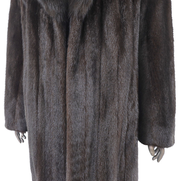 Mahogany Mink Coat with Sable Collar- Size M