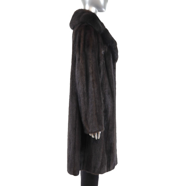 Mahogany Mink Coat with Sable Collar- Size M