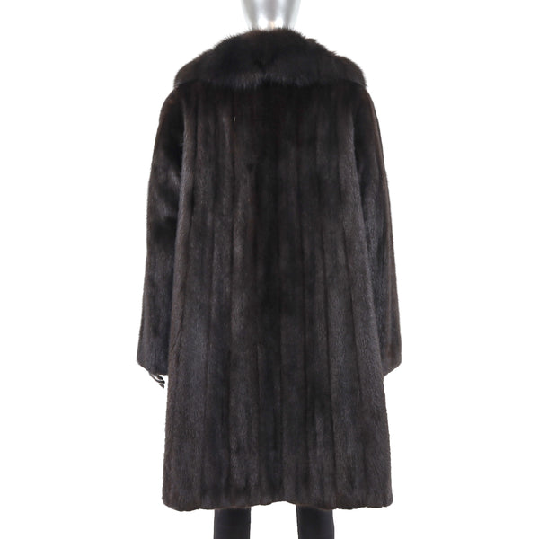 Mahogany Mink Coat with Sable Collar- Size M
