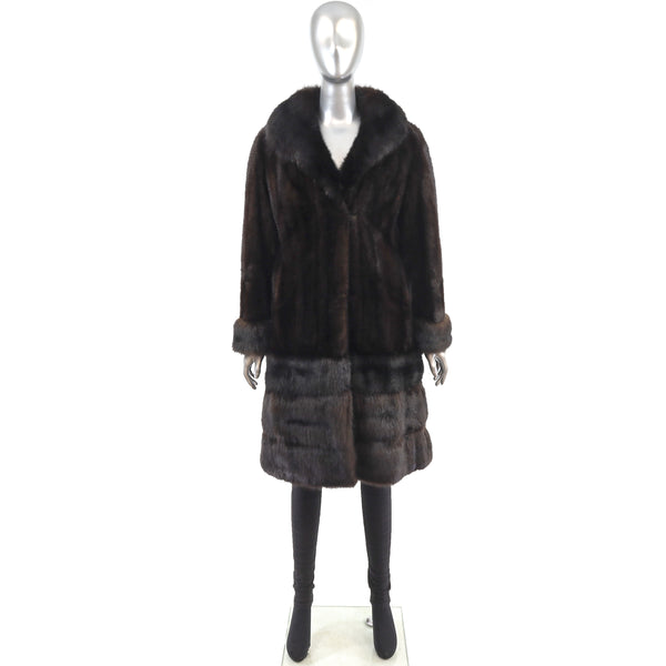 Mahogany Mink Coat with Sable Trim- Size M