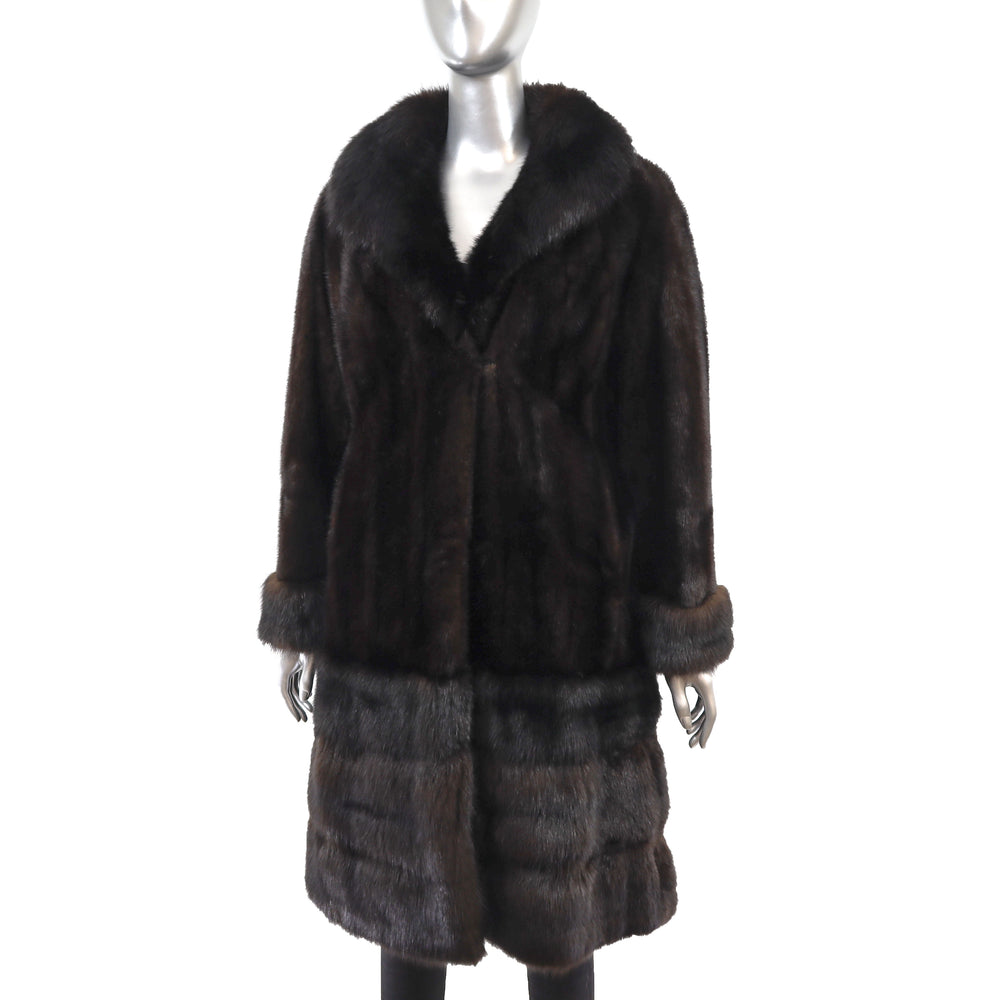 Mahogany Mink Coat with Sable Trim- Size M