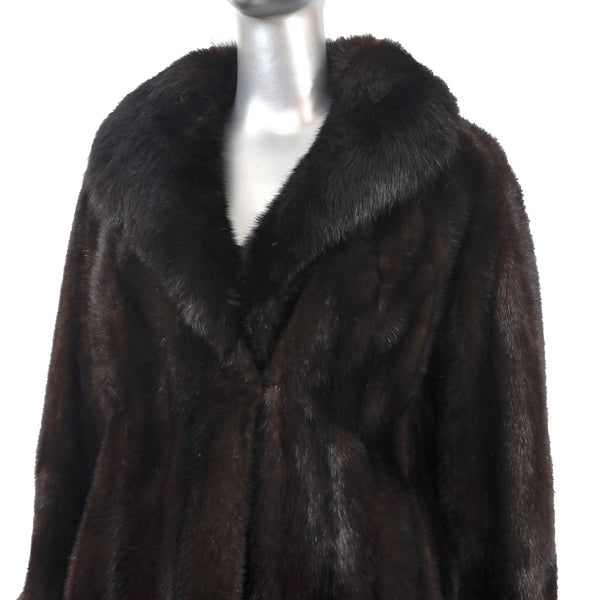 Mahogany Mink Coat with Sable Trim- Size M