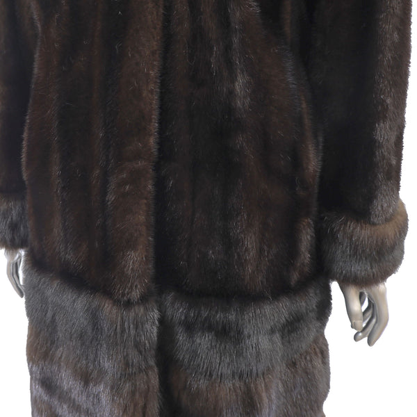 Mahogany Mink Coat with Sable Trim- Size M