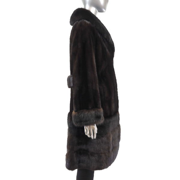 Mahogany Mink Coat with Sable Trim- Size M