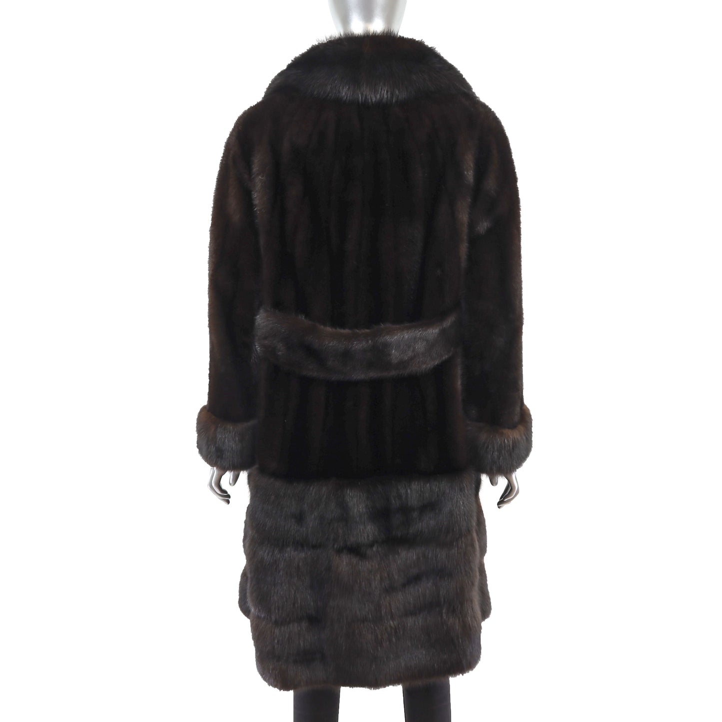 Mahogany Mink Coat with Sable Trim- Size M