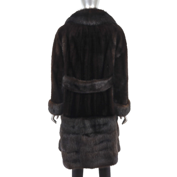 Mahogany Mink Coat with Sable Trim- Size M