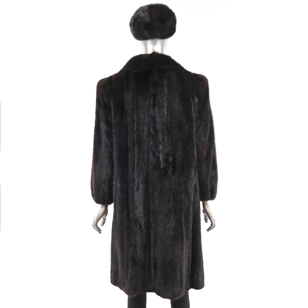 Mahogany Mink Coat with Matching Hat- Size M