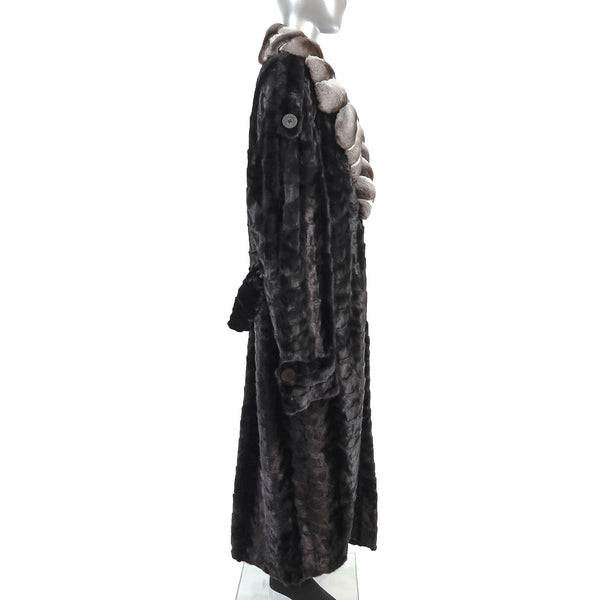 Men's Ranch Section Mink Coat with Chinchilla Collar- Size XXXL