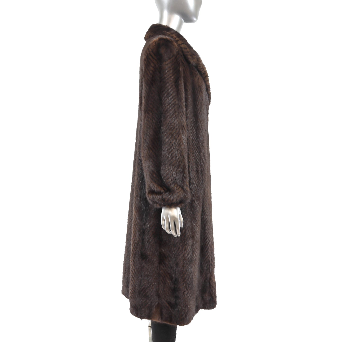 Brown Chevron Mink Coat- Size S