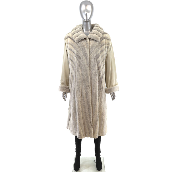 Cross Mink Coat with Leather Sleeves- Size XXL