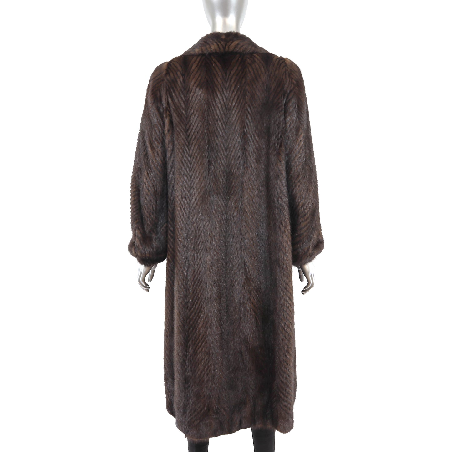 Brown Chevron Mink Coat- Size S