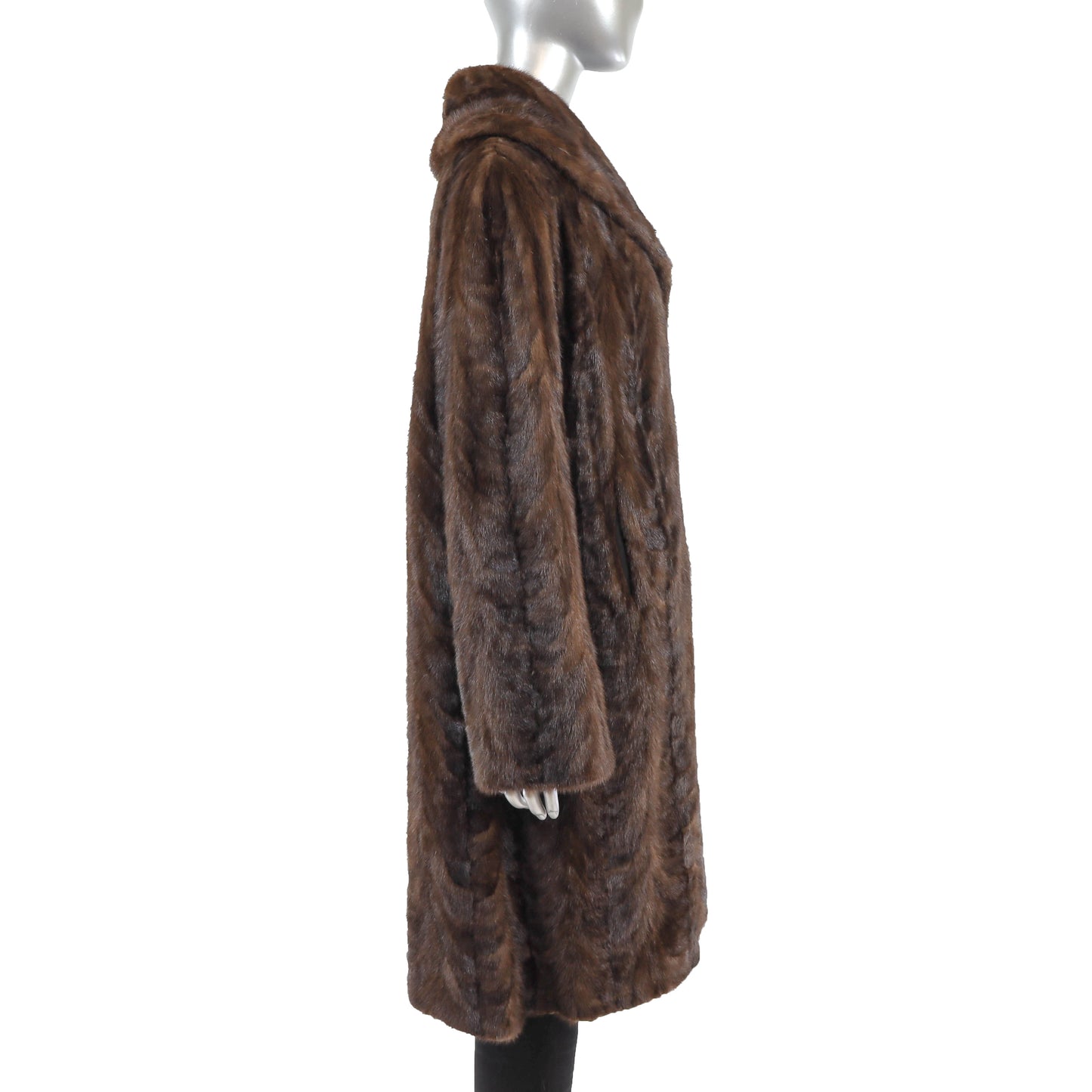 Brown Section Mink Coat- Size L