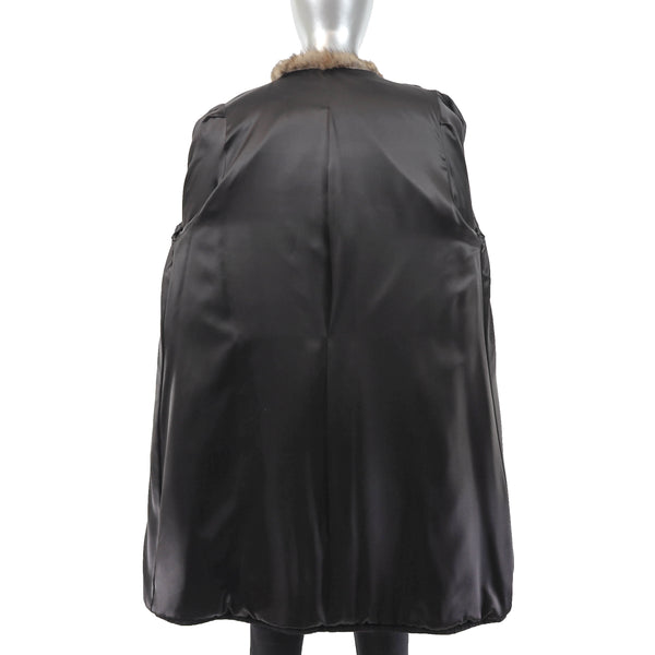 Sheared Mink Coat with Sable Tuxedo and Cuffs- Size M