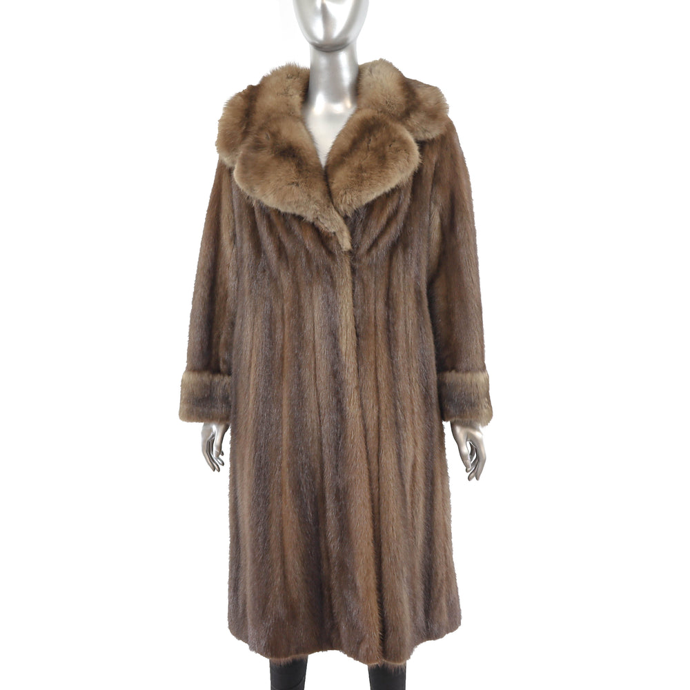 Lunaraine Mink Coat with Sable Collar and Cuffs- Size S