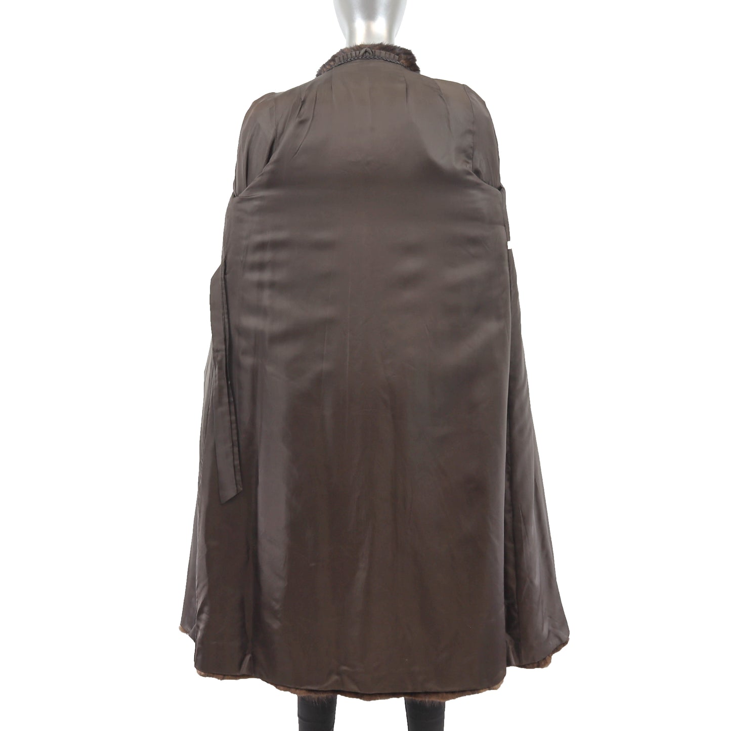 Brown Chevron Mink Coat- Size S