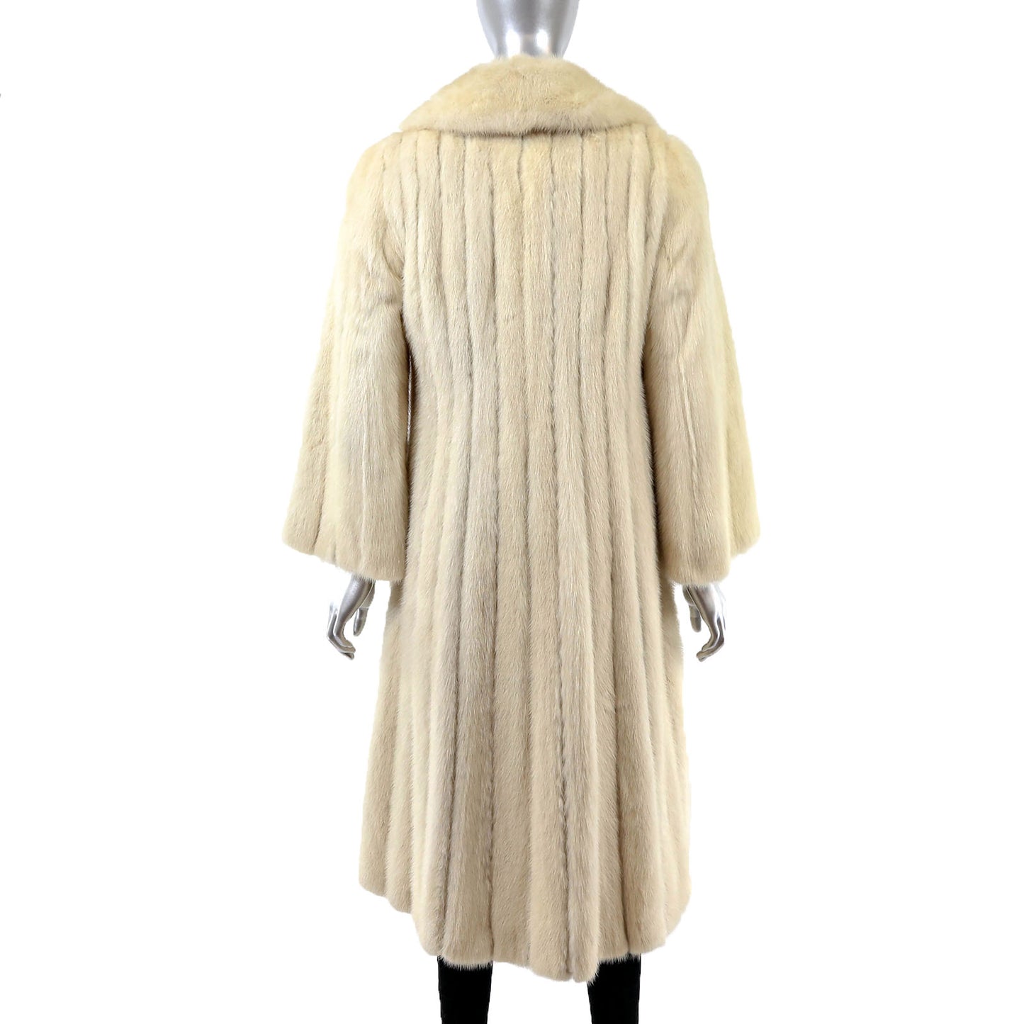 Beige Mink Coat with Leather Insert- Size S