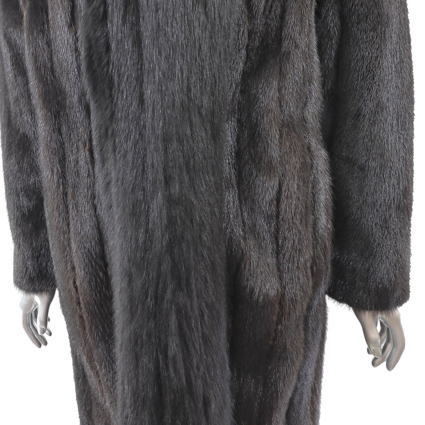 Black Mink Coat with Fox Tuxedo- Size S