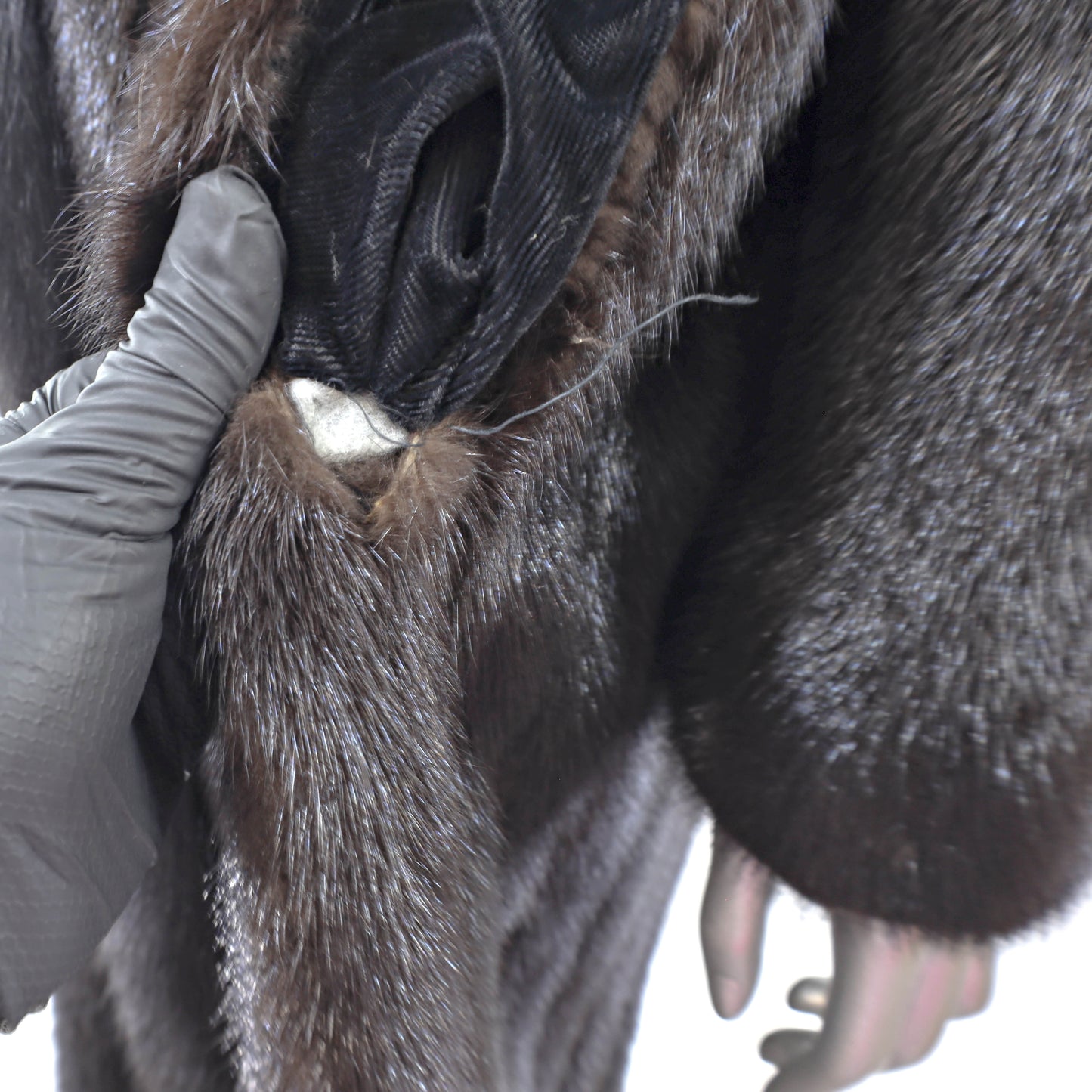 Black Mink Coat with Fox Tuxedo- Size S