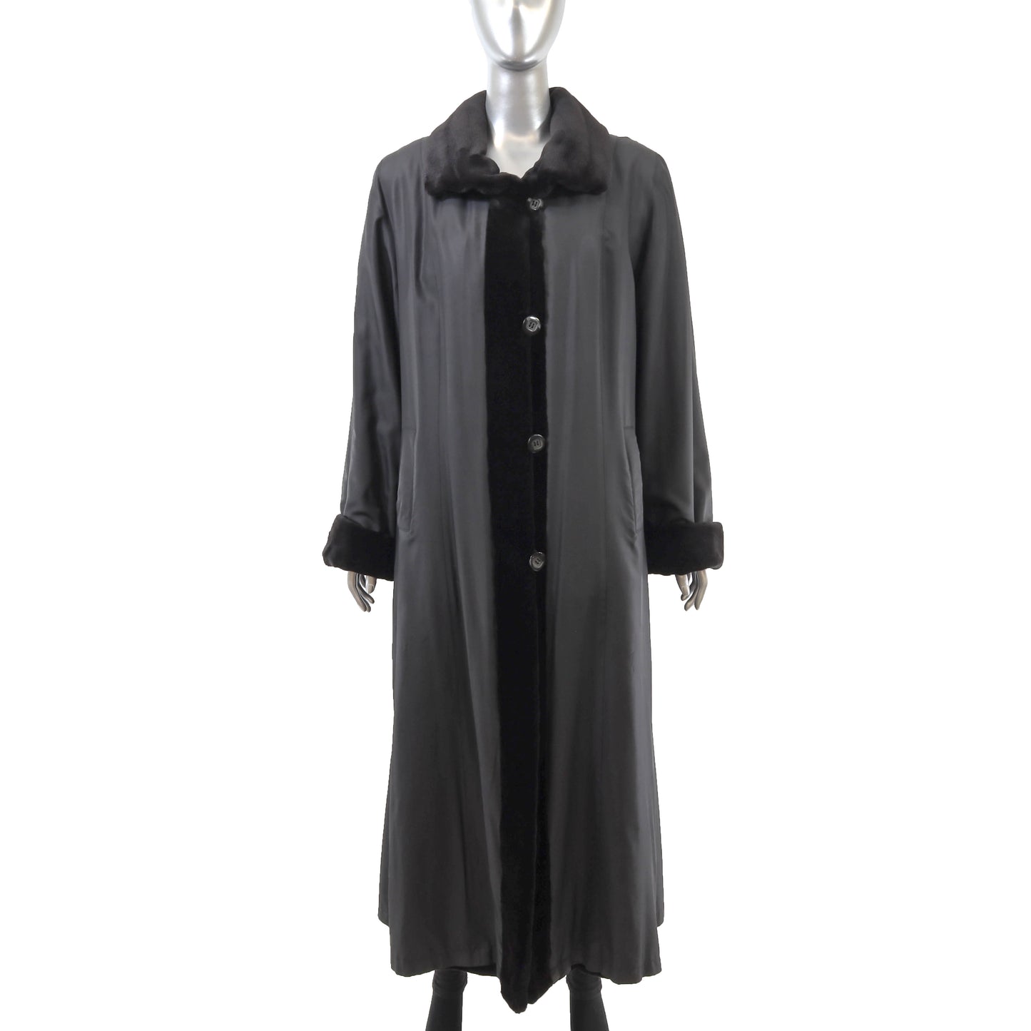 Black Sheared Mink Coat Reversible to Taffeta- Size S