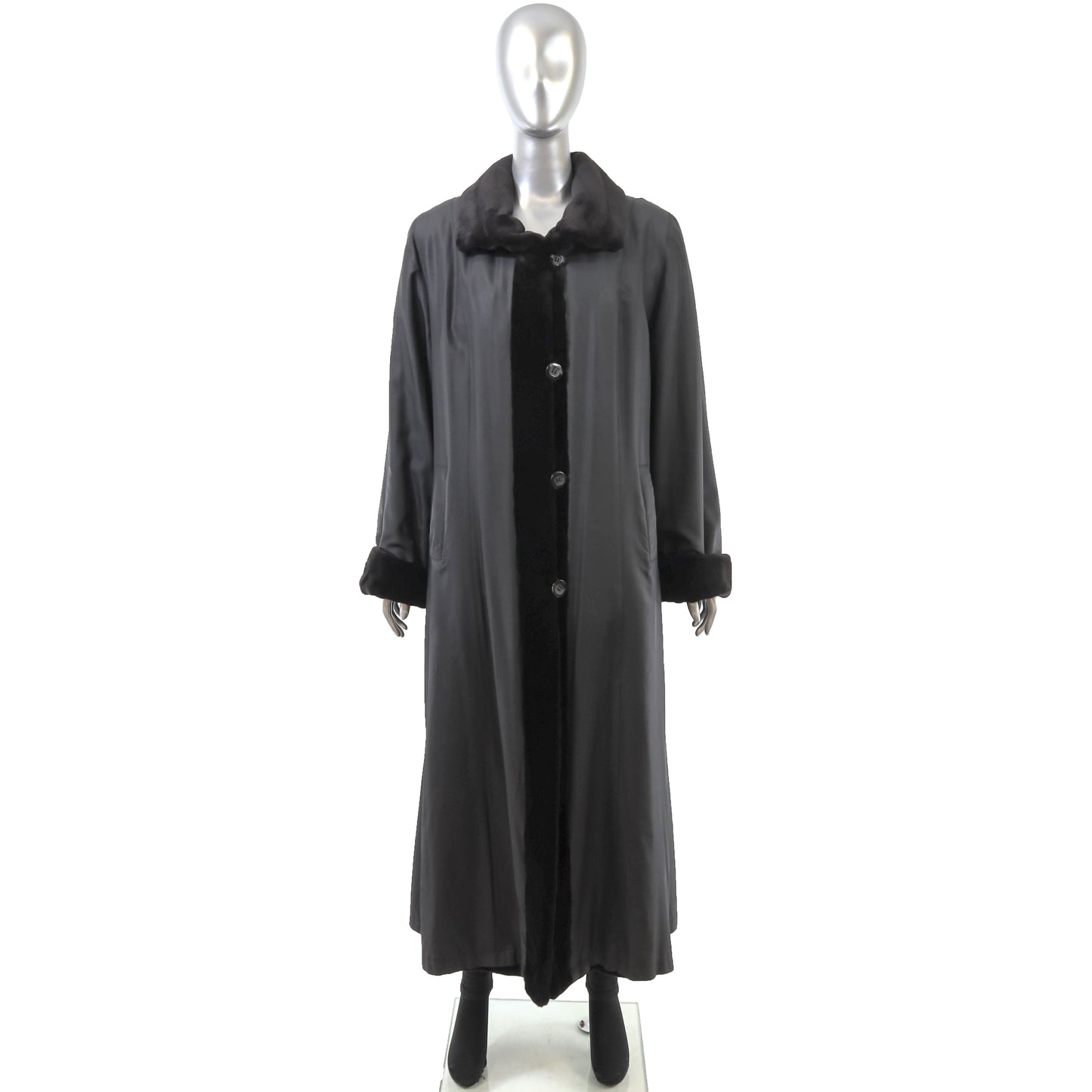 Black Sheared Mink Coat Reversible to Taffeta- Size S