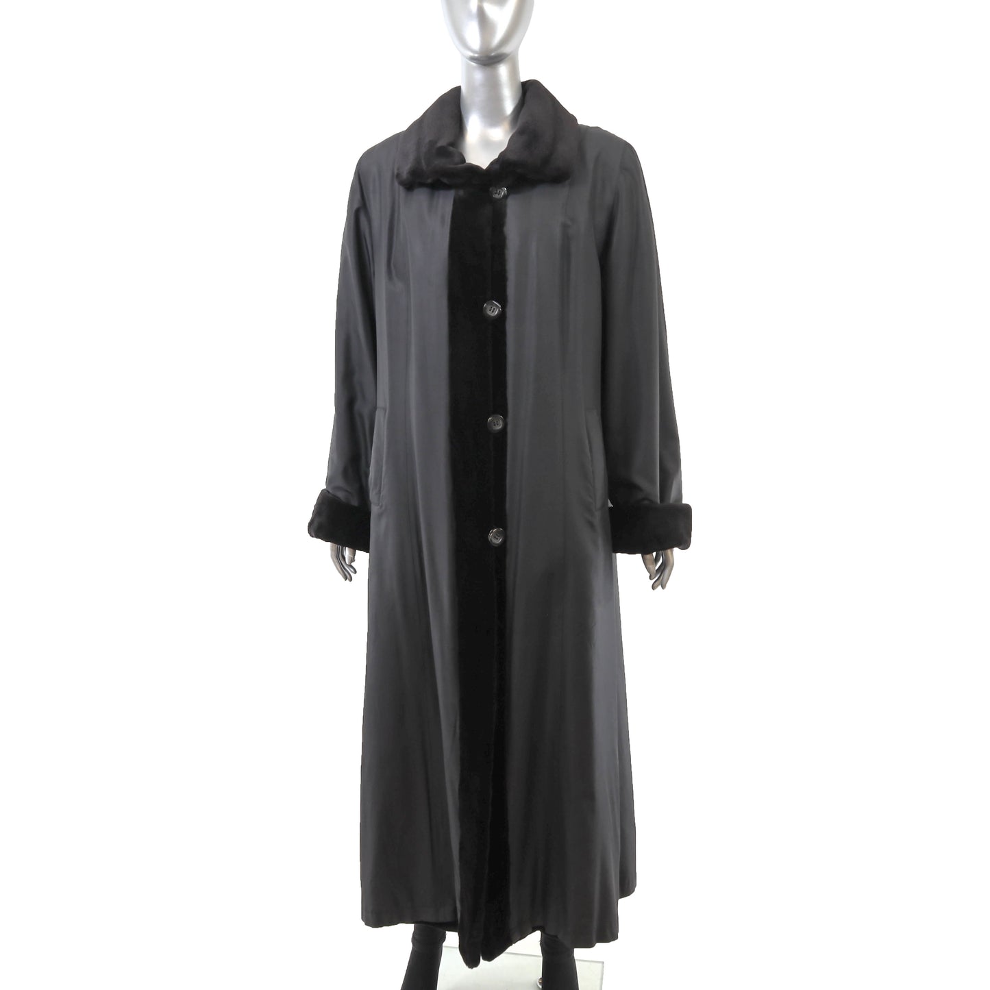 Black Sheared Mink Coat Reversible to Taffeta- Size S