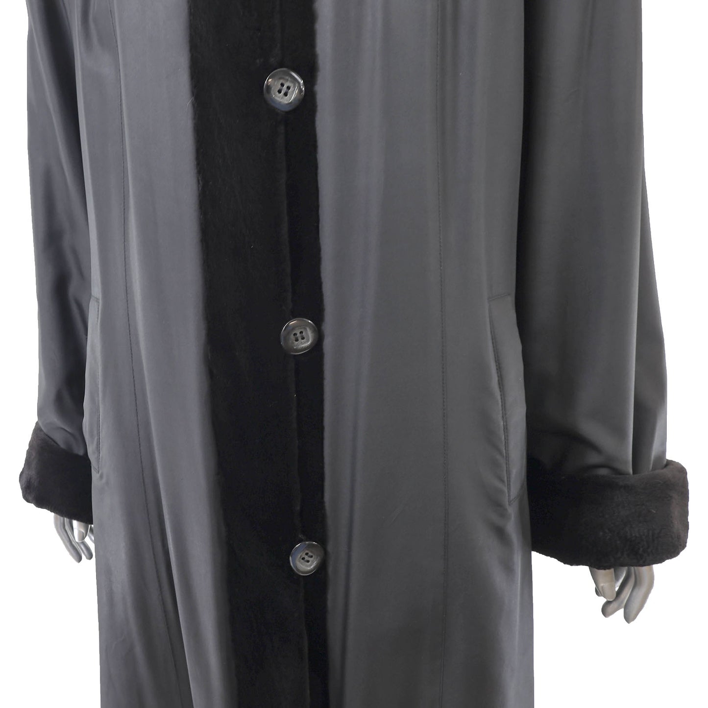 Black Sheared Mink Coat Reversible to Taffeta- Size S