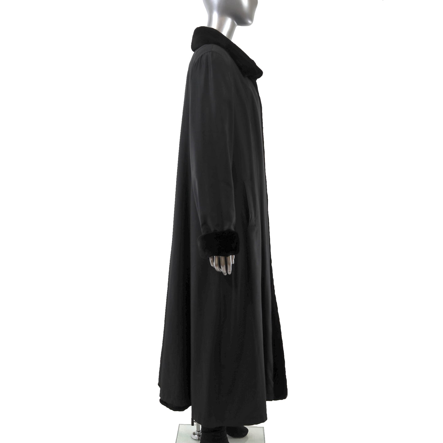 Black Sheared Mink Coat Reversible to Taffeta- Size S