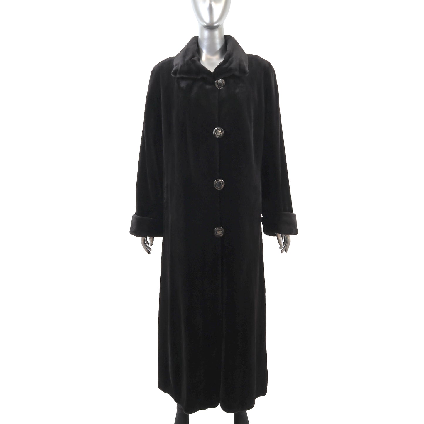 Black Sheared Mink Coat Reversible to Taffeta- Size S